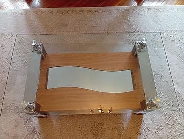 şüşə stol: Düz masa, Açılmayan, Təkərsiz, Şüşə, Zəmanətsiz — 2