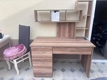 komputer setup: Düz masa, Polkalı, Siyirməli, Teksturalı laminat, Zəmanətsiz, Kredit yoxdur — 4