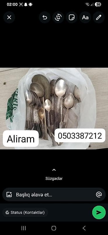 Aliram her cur melxior qasiq kimde varsa elaqe saxlasin gelek unvandan — 1