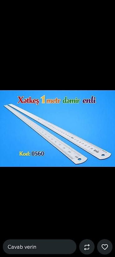 ruletka: Metal xətkeş – 1 metr, enli Kod: 0560 - Material: paslanmayan metal - — 1