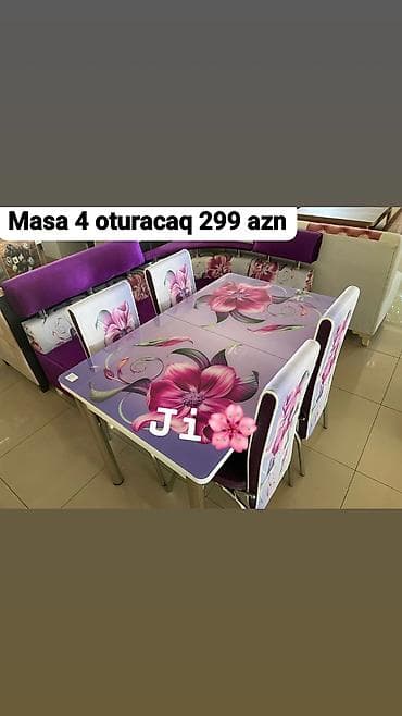 ataturk ciceyi: Mətbəx üçün masa və 4 stul dəsti - Komplekt: 1 masa + 4 oturacaq - — 1