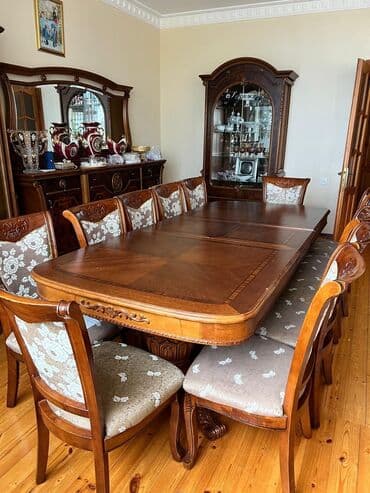 qabax stolu: Klassik yemək otağı dəsti Komplekt: - Geniş yemək masası – massiv — 1