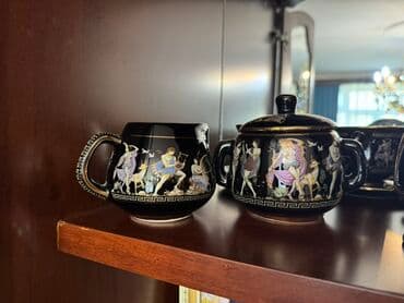 şəkər yemi: Çay dəsti, rəng - Qara, Farfor — 3