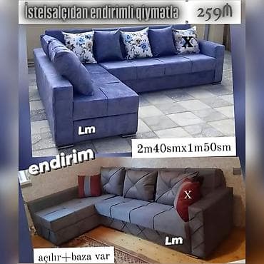 ✔️ Künc divanlar Yeni və sifarişlə ☑️ Qolu mebelsiz: 259₼ ✔️Ölçü