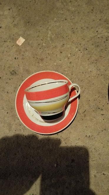 Кофейный набор, цвет - Красный, Фарфор