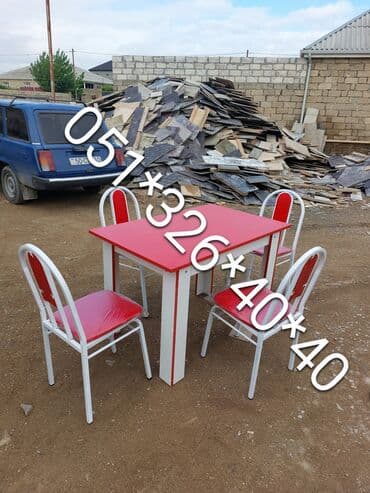 Masa və oturacaq dəstləri: Qonaq otağı üçün, Yeni, Açılan, Kvadrat masa, 4 stul — 25