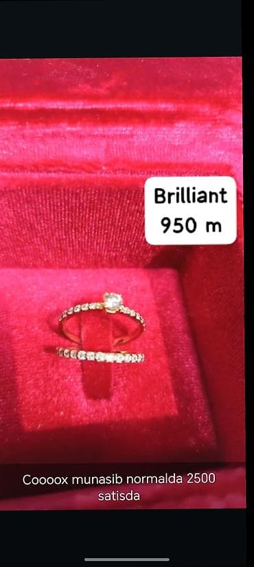 xonca bezedilmesi: Üzük, Ağ qızıl, 750 Əyar, Brilyant, 0.26-0.50 Karat — 10