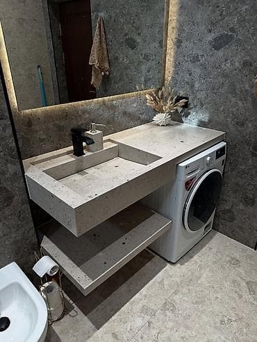 metbext skaflari: Banyonuz üçün qaya fakturalı keramoqranitdən hazırlanmış — 7