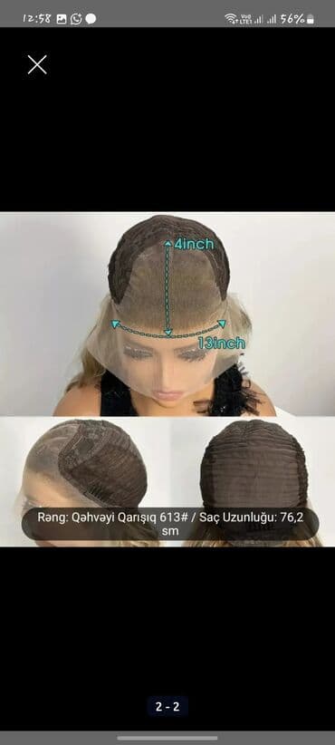 Lace önlü dalğalı parik - Model: 13x4 dantel önlük (ön hissə 13 inch