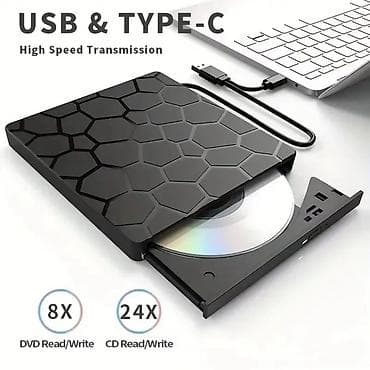 usb hub: 7-i-1 Xarici DVD/CD Yazıcı və USB Hub - USB 3.0 və Type‑C qoşulma — 3