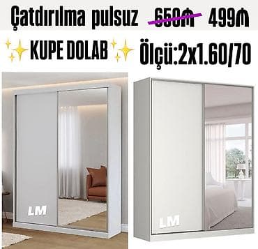 kitab ref: Kupe dolab – sürüşkən qapılı, modern dizayn. - Rəng: ağ tonlarda — 1