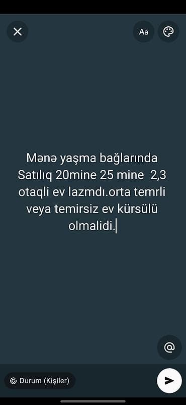 Axtarış: Yaşma bağlarında satılan ev - Büdcə: 20 000 – 25 000 - Otaq lalafo.az -da Axtarış: Yaşma bağlarında satılan ev - Büdcə: 20 000 – 25 000 - Otaq