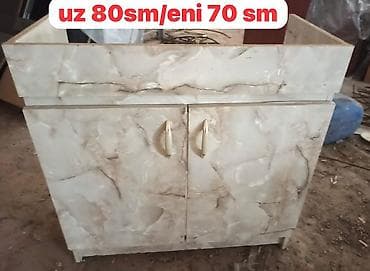 hamam şkaf: Mərmər naxışlı vanna otağı üçün dolab - Ölçü: uzunluq 80 sm, en 70 sm — 1