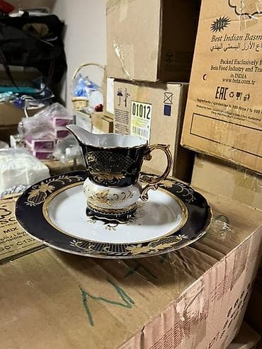 Çay dəsti, rəng - Göy, Farfor — 2