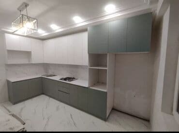 asperatorlar: Ağ rəngdə olan mətbəx mebeli dəsti. Qaz plitəsi və aspirator üçün — 37