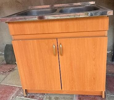 metbex skafi: Mətbəx üçün ikiqablı paslanmayan polad lavabo ilə şkaf - Üst hissə — 1