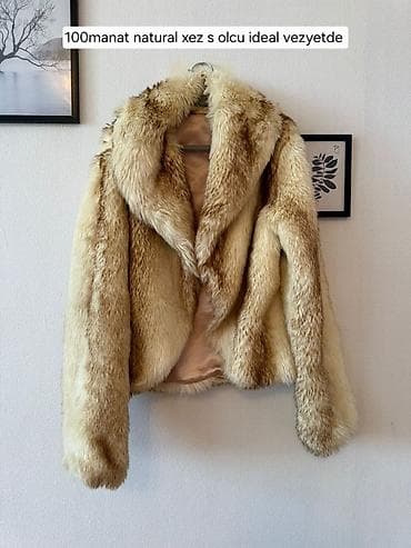Təbii xəz qadın kürkü - Ölçü: S - Rəng: krem-bej tonlarında, tünd — 1