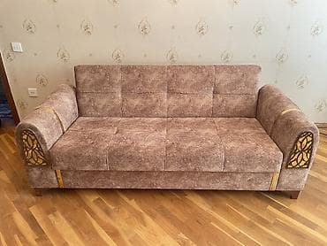koja divan: Qəhvəyi rəngli yumşaq divan - Üç nəfərlik, geniş oturacaq və hündür — 1