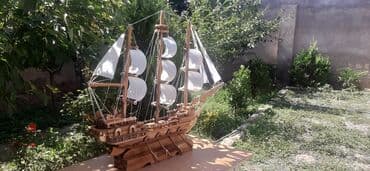 антикварные часы настенные: Taxta yelkənli gəmi maketi - Material: tamamilə ağacdan əl işidir; — 2