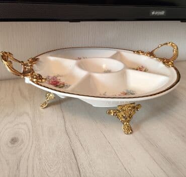 tort sekileri: Tort və şiriniyyat qabı, rəng - Qızılı, Farfor — 2