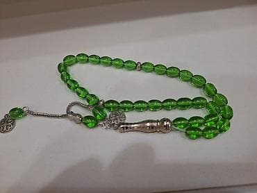 ara: Yaşıl muncuqlu təsbeh - Material: şəffaf yaşıl akril/şüşə tipli oval — 2