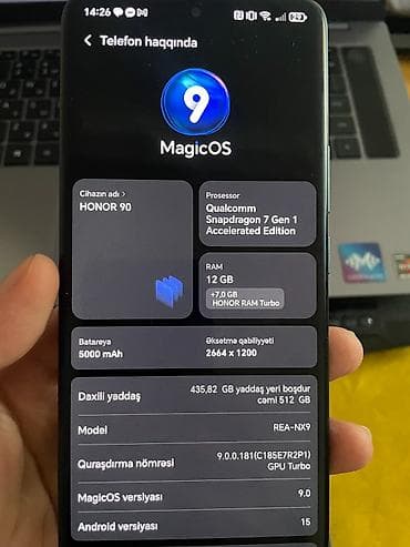 iphone 13 pro max en ucuz: Honor 90, 512 GB, rəng - Yaşıl, Barmaq izi, İki sim kartlı, Face ID — 4