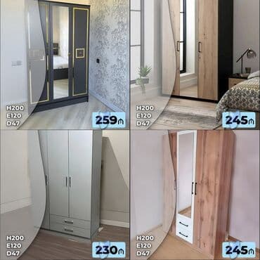 угловой шифоньер в спальню: Новый, Распашной, 2 двери Прямой шкаф, Гардеробный шкаф, Азербайджан — 33