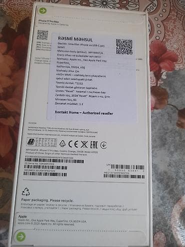 google pixel 10 pro: IPhone 17 Pro Max, 256 GB, Narıncı, Zəmanət, Barmaq izi, Simsiz şarj — 2