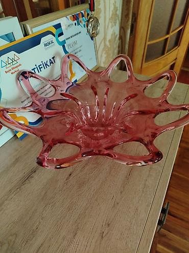 meyve qabı: Şüşə dekorativ dəst – 3 hissə ENDİRİM OLACAQ!!! - Material: qalın — 3