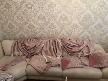 işlənmiş perde: İşlənmiş, Pərdə, rəng - Çəhrayı, Pulsuz çatdırılma — 1