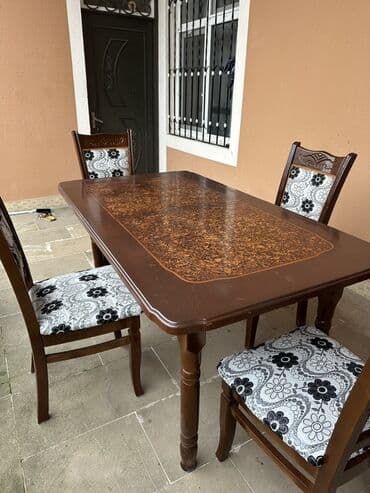 stul uzluk: Mətbəx üçün, Açılmayan, Dördbucaq masa, 6 stul — 3