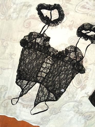 qadın alt: Qara krujeva bədən korsu və push-up sinəlik dəsti - Rəng: qara — 7