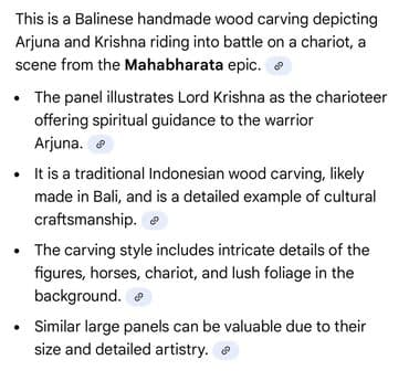 ağac şəkilləri: Balili əl işı olan ağac oyma panel Təsvir: - Mahabharata dastanından — 2