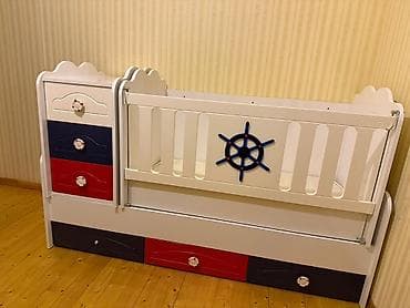 Uşaq mebeli: Oğlan və qız üçün, Dördbucaq, Beşik, Dəstsiz, Matras ilə, Yellənmə mexanizmsiz — 1