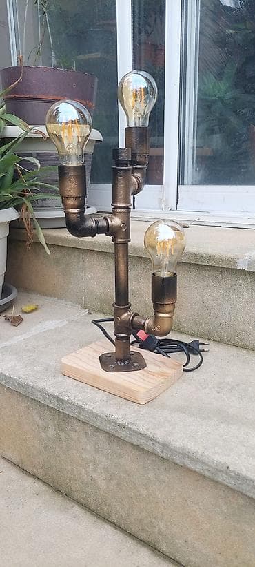 dekor masa: Məhsul: Sənaye üslubunda stolüstü lampa - Dizayn: Boru/fitinq — 1