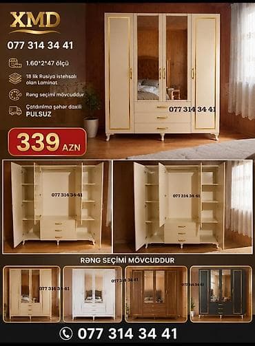 XMD geyim şkafı - Ölçü: 1.60 × 2.47 m - Material: 18 mm Rusiya