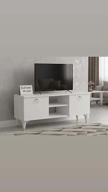 Ağ rəngli TV stendi - Minimalist dizayn, müasir interyerlərə uyğundur lalafo.az -da Ağ rəngli TV stendi - Minimalist dizayn, müasir interyerlərə uyğundur