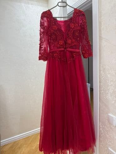 prakata donlar: Qırmızı gecə/libas - Rəng: dərin qırmızı (şərab tonu) - Model: Uzun — 2