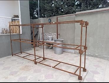 Оборудование для мойки: Rəflər anbar və market üçün rəflər. 1 metr qiyməti 55 AZN. Cəmi 14 — 3
