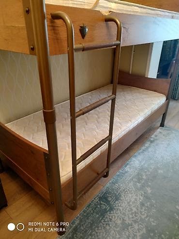 matras taxt: Oğlan və qız üçün, Çarpayı, Matras ilə, Siyirməsiz, Dəmir — 2