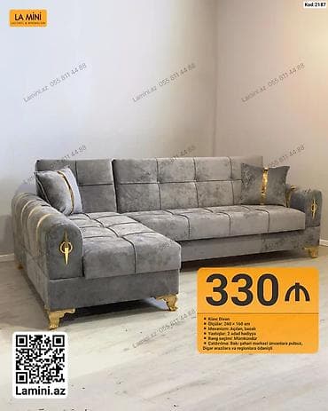 Künc Divan – Kod: 2187 - Ölçülər: 260 × 160 sm - Mexanizm: açılan — 1