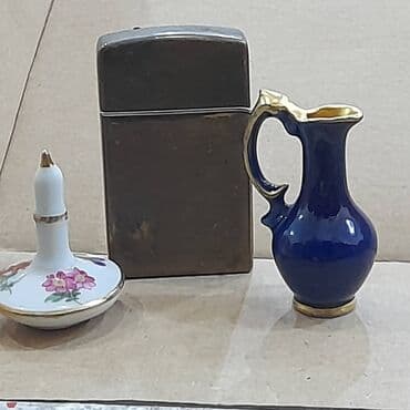 Termoqablar: Vintage vaza Limoges France, tünd göy çini 22 karat qızıl "Aşiq cüt" — 7