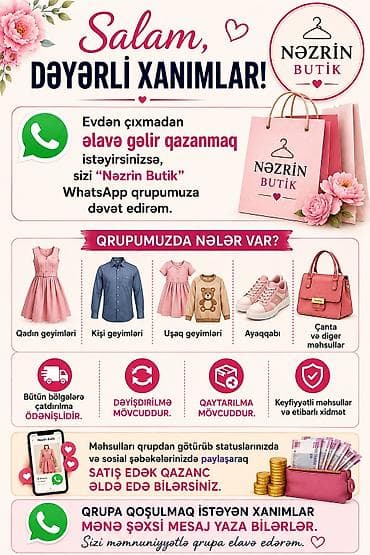 Nəzrin Butik – WhatsApp qrupunda qazanc fürsəti! Evdən çıxmadan əlavə — 1