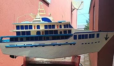 gitara simi: Əl işı maket yaxta/gəmi modeli - Material: əsasən ağac və kontrplak — 5