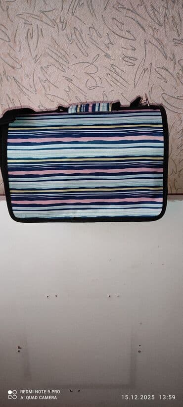 pişik daşıma qabı: Pişik üçün daşıma çantası. Zolaqlı dizayn, yuxarıda rahat tutacaq. Yan — 2