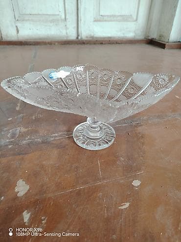 Şüşə dekorativ meyvə qabı/patera - Material: şəffaf şüşə - Dizayn