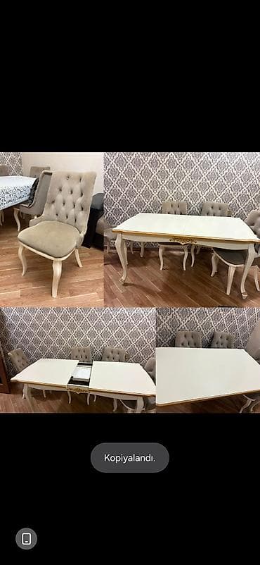 ikinci el kuxna stolu: Masa dəsti satılır 350₼. 6 oturacaq var. üzərii maşın boyası. y — 1