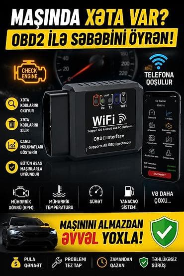 Aksesuarlar və tüninq: WiFi OBD2 diaqnostika adapteri - Telefonla qoşulur (iOS, Android və — 1
