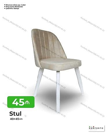 Stul – 40×45 sm - Yumşaq, rahat oturacaq və bel dayağı - Düz xətli