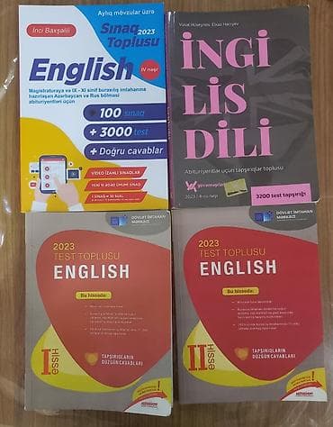 Ikinci əl dərsliklər,test topluları satılır.Qiyməti 3-4azn.Elmlər